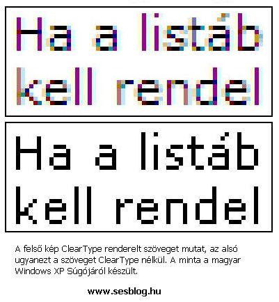 ClearType összehasonlító példa