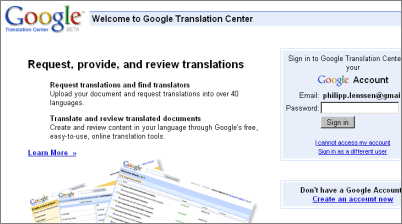 Google Translation Center